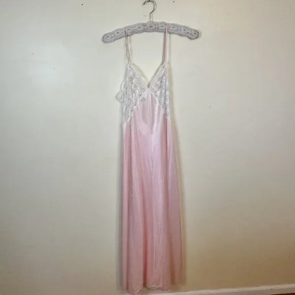 Vtg Miss Elaine Nylon Lace Nightgown & Robe Set Womens Neglige Union Made M